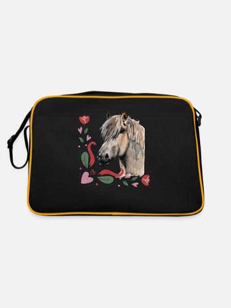 Pferde - Retro Tasche - Schwarz/Gold - Hinten
