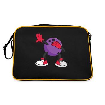 Bowling Ball cartoon figure Design for a Bowling - Retro Tasche - Schwarz/Gold - Hinten
