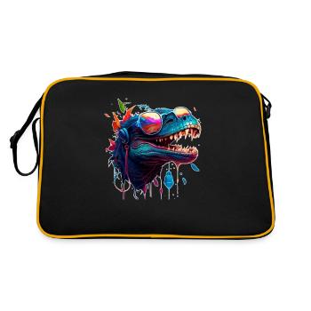 Echse zeigt Coolness als Alligator und Kroko - Retro Tasche - Schwarz/Gold - Hinten