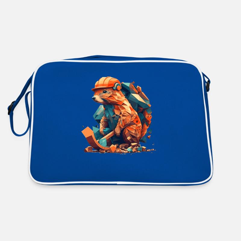 Beaver works on the construction site Retro Bag