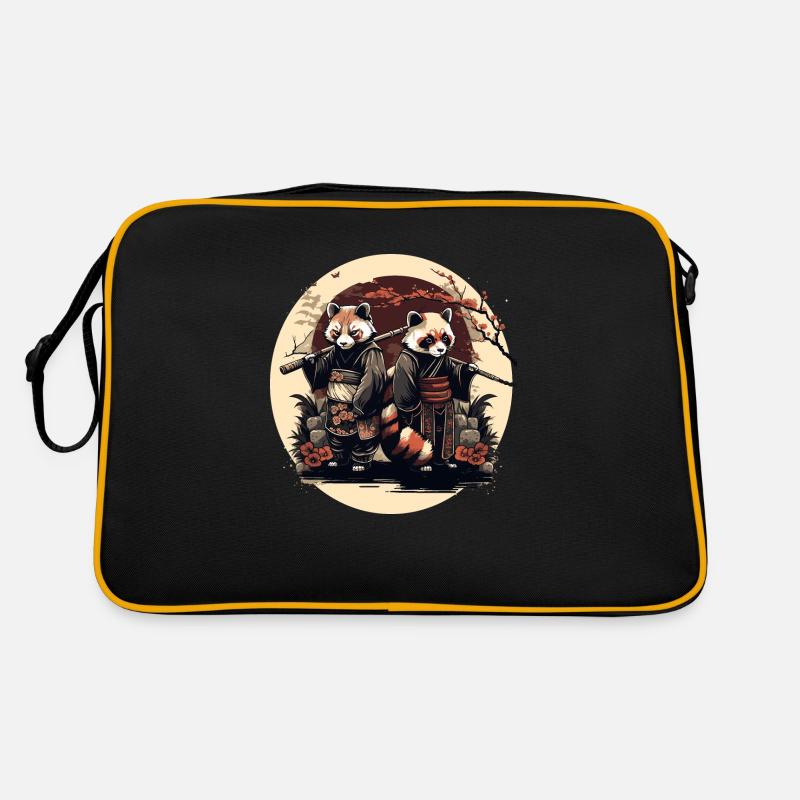 Roter Panda 7 - Retro Tasche - Schwarz/Gold
