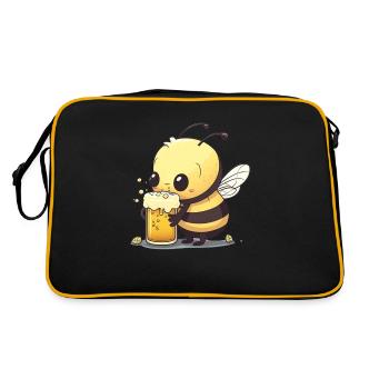 Cute bee with beer. - Retro Bag - black/gold - Back