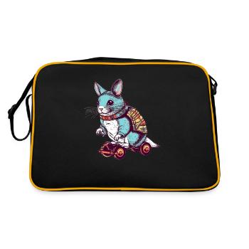 Un mignon chinchilla monte sur une planche à roulettes - Sac Retro - noir/or - Dos