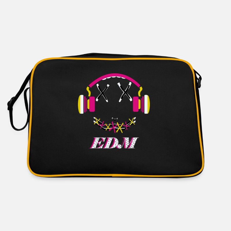 EDM Music, buntes Gesicht mit Kopfhörer Retro Tasche