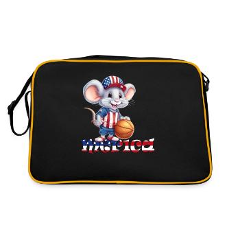 Merica Unabhängigkeitstag 4. Juli Baseball Maus - Retro Tasche - Schwarz/Gold - Hinten