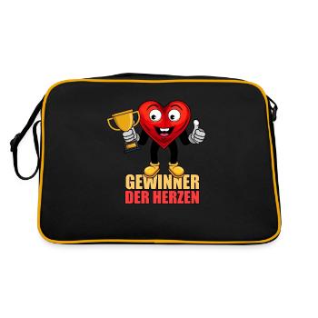 Gewinner der Herzen - Retro Tasche - Schwarz/Gold - Hinten