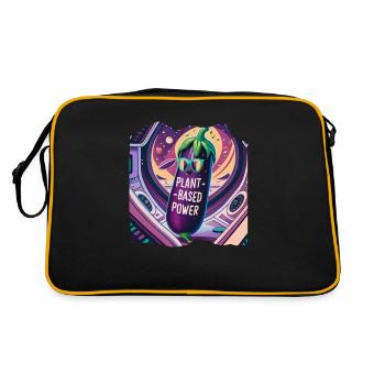 Brokkoli in einem Raumschiff auf pflanzlicher Basis - Retro Tasche - Schwarz/Gold - Hinten
