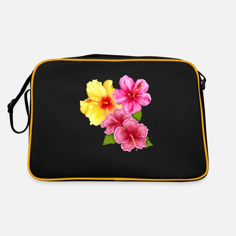Hawai Aloha Blumen - Retro Tasche - Schwarz/Gold