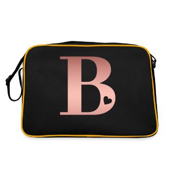 letter B rose gold - Retro Bag - black/gold - Back
