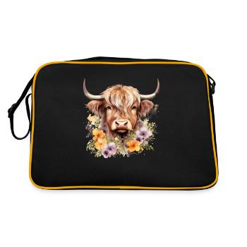 Nature’s Grace : Illustrations de vaches Highland pour tous - Sac Retro - noir/or - Dos