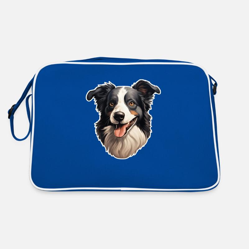 Border Collie Kopf Retro Tasche