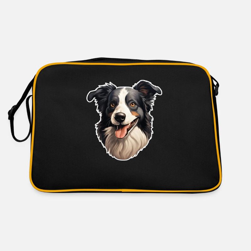 Border Collie Head Retro Bag