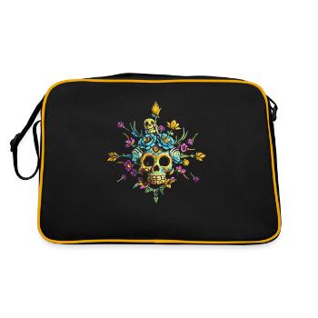 Skull flowers - Retro Bag - black/gold - Back