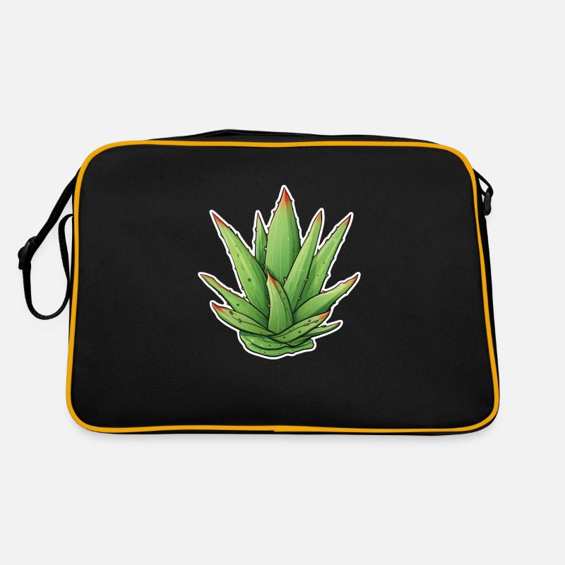 Aloe-Vera-Pflanze - Retro Tasche - Schwarz/Gold