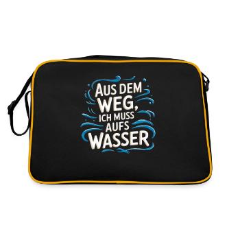 Aus dem Weg, ich muss aufs Wasser - Retro Tasche - Schwarz/Gold - Hinten