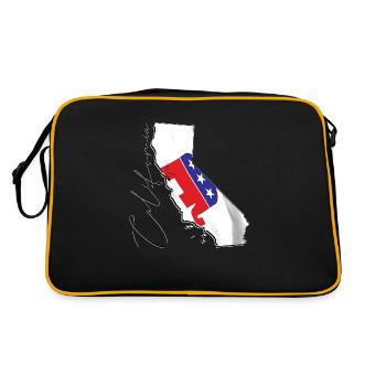 Drapeau républicain dans la carte de l’État de Californie CA - Sac Retro - noir/or - Dos