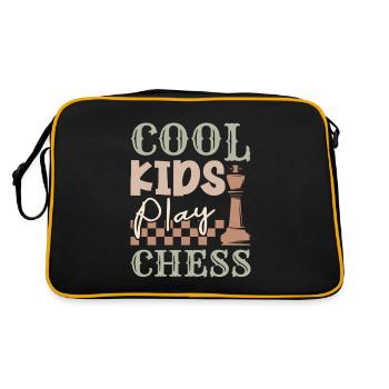 Coole Kinder spielen Schach Schach Schach Spiel - Retro Tasche - Schwarz/Gold - Hinten