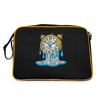 Schmelzende Uhr – Surreales Kunstdesign - Retro Tasche - Schwarz/Gold - Hinten
