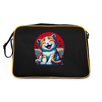 Adorable Happy Kitten - Retro Bag - black/gold - Back
