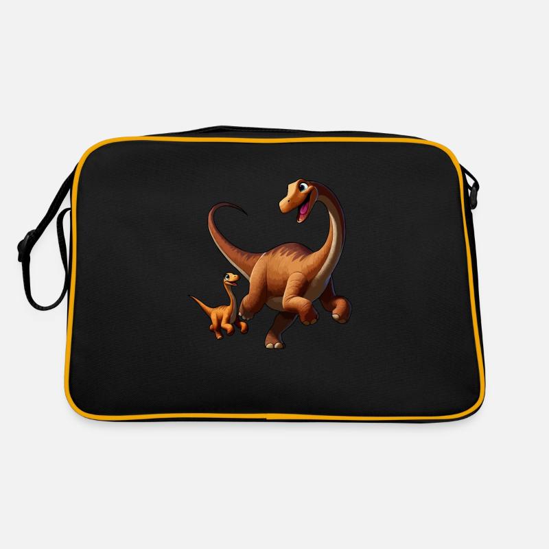 Brachiosaurus Mutter und Kind beim Herumtollen Retro Tasche