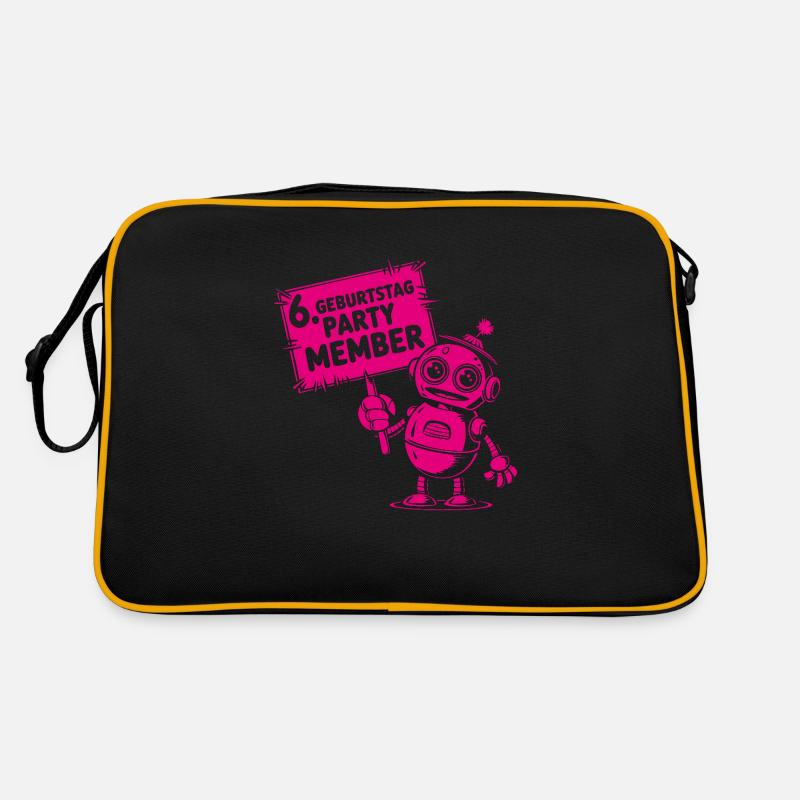 Ich bin sechs Jahre 6. Geburtstag Roboter Retro Tasche
