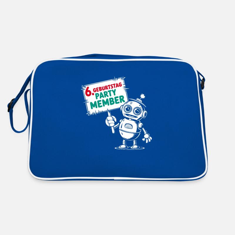 Ich bin sechs Jahre 6. Geburtstag Roboter Retro Tasche