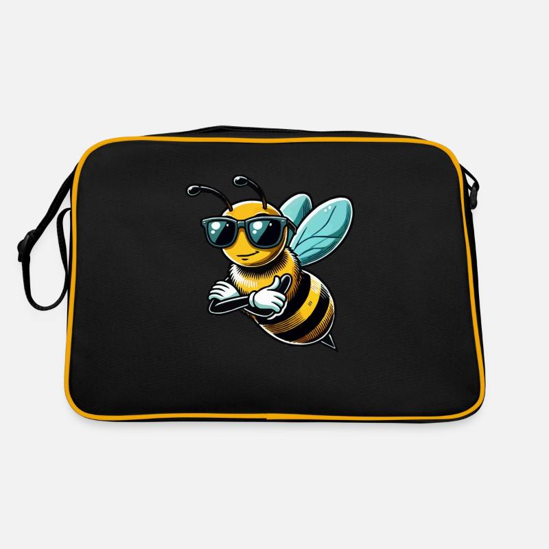 biene cool comic - Retro Tasche - Schwarz/Gold