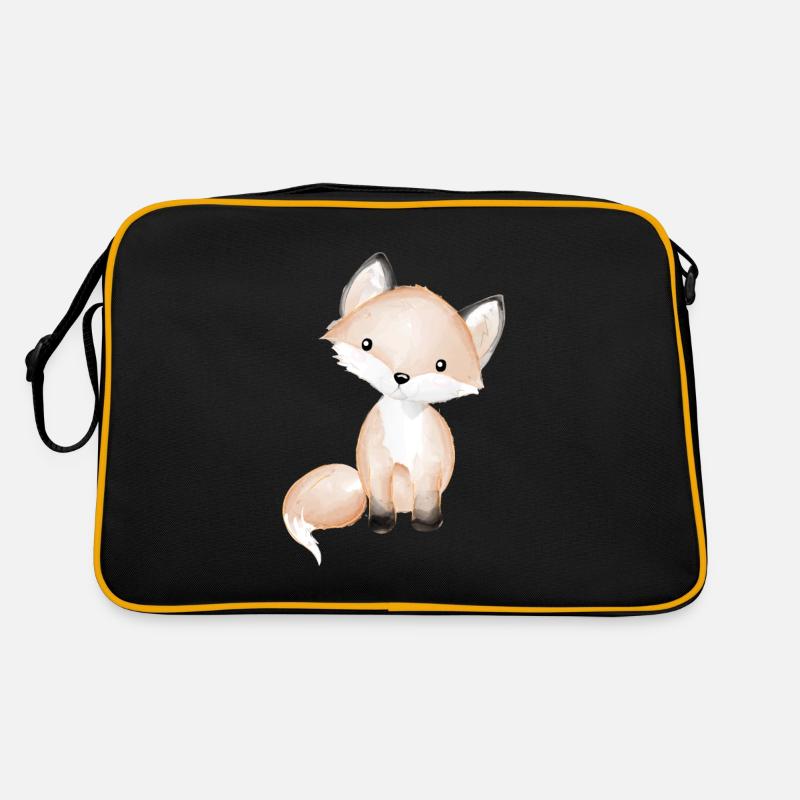 Süßer Babyfuchs - Retro Tasche - Schwarz/Gold