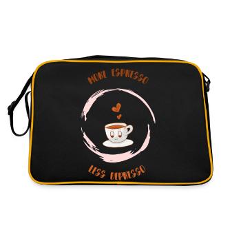 Espresso, Coffee, Kaffee, Latte, Geschenkidee, Fun - Retro Tasche - Schwarz/Gold - Hinten