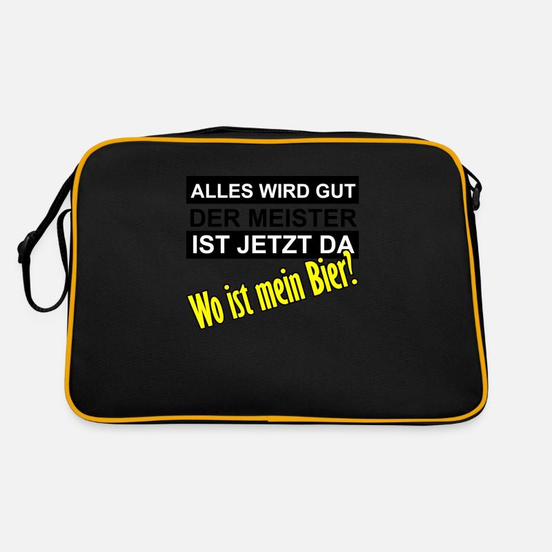 Alles wird gut der Meister ist jetzt da - Retro Tasche - Schwarz/Gold