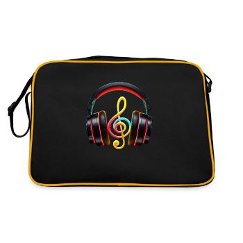 Sleek Headphone with Music Note - Retro Bag - black/gold - Back