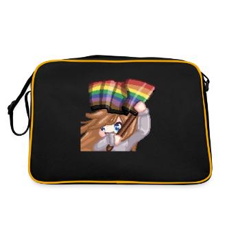Pillowg1rl Emote mit Prideflagge - Retro Tasche - Schwarz/Gold - Hinten