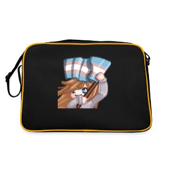 PillowG1rl Emote mit Transflagge - Retro Tasche - Schwarz/Gold - Hinten