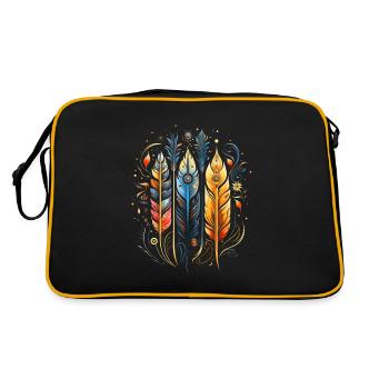 Feathers, Boho, Ethnic, Style, Pattern Tribal Indians - Retro Bag - black/gold - Back
