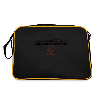 Ich bin Mama und was ist deine Superkraft? - Retro Tasche - Schwarz/Gold - Hinten