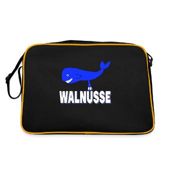 Walnüsse - Lustig Hoden Nüsse Wal Nuß Eier - Retro Tasche - Schwarz/Gold - Hinten