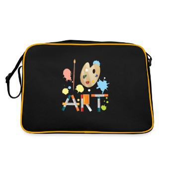 Ich Liebe Kunst Künstler Farben Malen Maler - Retro Tasche - Schwarz/Gold - Hinten