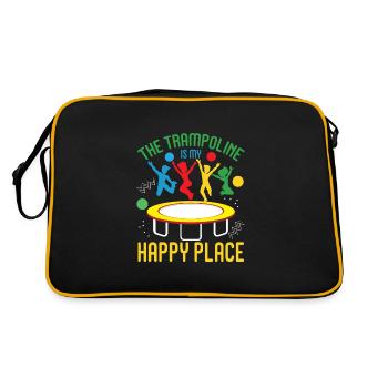 Trampoline is my happy place - Jumping Trampolin - Retro Tasche - Schwarz/Gold - Hinten