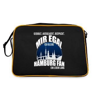 Hamburg Fan ein Leben lang - Retro Tasche - Schwarz/Gold - Hinten