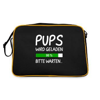 Pups Wird Geladen Bitte Warten - Retro Tasche - Schwarz/Gold - Hinten