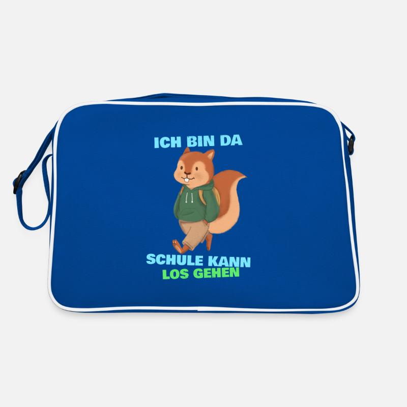 Eichhörnchen Spruch bin da Schule kann losgehen Retro Tasche
