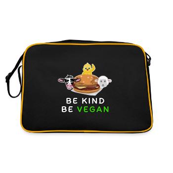 Be kind be vegan - Retro Bag - black/gold - Back