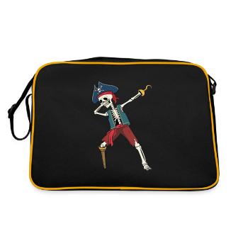 Dabbing Pirat Skelett Dab Seeräuber Piraten - Retro Tasche - Schwarz/Gold - Hinten