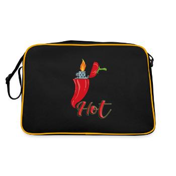 Lustige Peperoni mit Feuerzeug Chilischote Chili - Retro Tasche - Schwarz/Gold - Hinten
