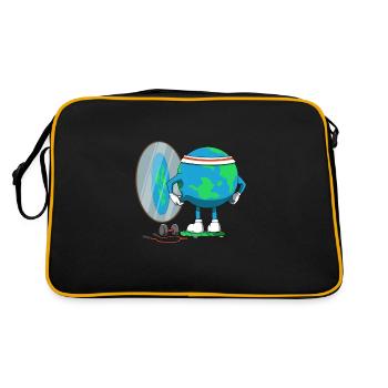 Terre plate de forme physique de globe terrestre de régime drôle - Sac Retro - noir/or - Dos