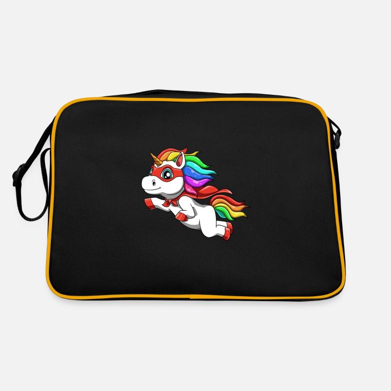 Lustiges Einhorn als Held für einen Superheld Retro Tasche