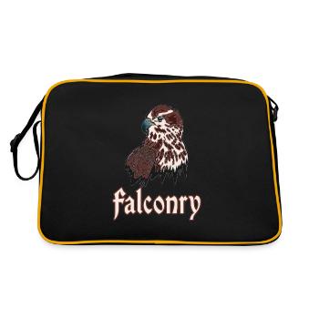 Falknerei Beizjagd Greifvogel Grei Falke - Retro Tasche - Schwarz/Gold - Hinten