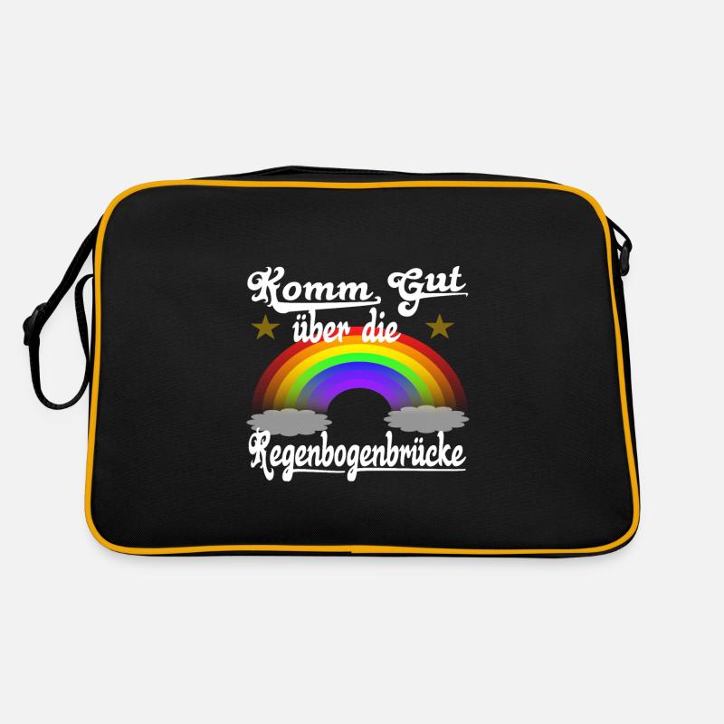 Regenbogenbrücke Gedanke Ruhe in Frieden Retro Tasche