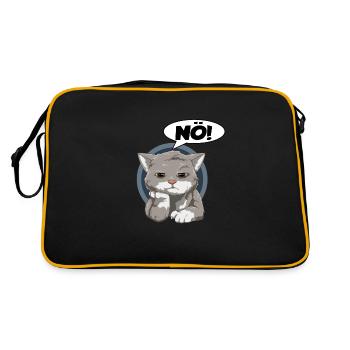 Katze Kater Streiken Ärgern Null Bock Keine Lust - Retro Tasche - Schwarz/Gold - Hinten