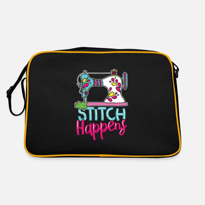 Stitch Happens - Retro Tasche - Schwarz/Gold
